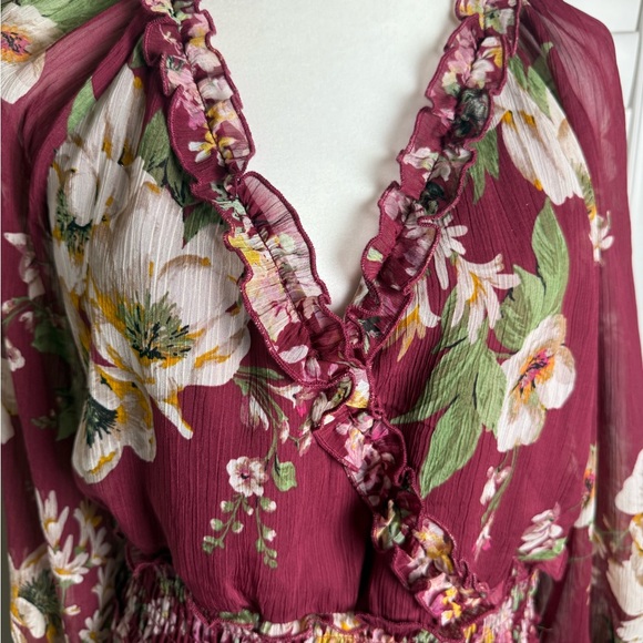 Fig & flower Floral marron Maxi Dress size L - Picture 3 of 16